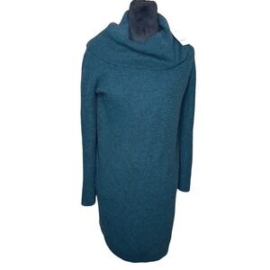 NWT$90 LOFT Women Cowl Neck Sweater Dress Green Knit Long Sleeve Medium